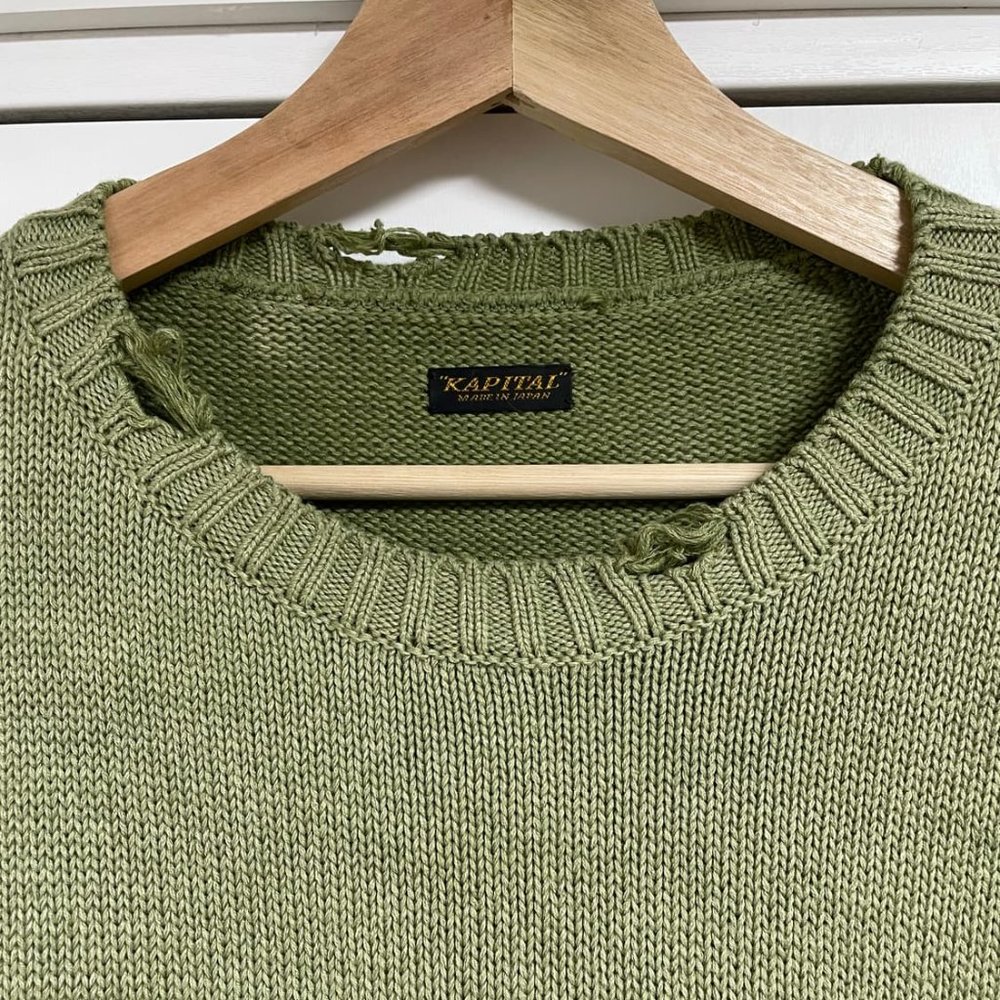 COPY - Kapital 5G Smiley Distressed Knit Sweater - Picture 7 of 8